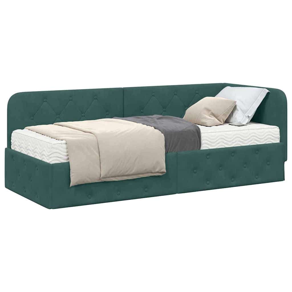 Cadre de lit d'angle Vert foncé 80 x 200 cm Velours - XIOS