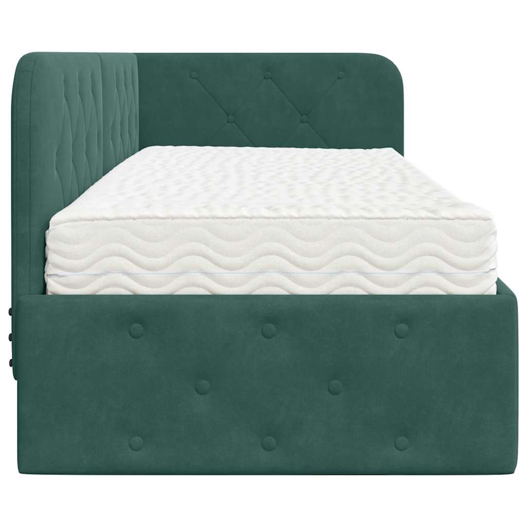 Cadre de lit d'angle Vert foncé 80 x 200 cm Velours - XIOS