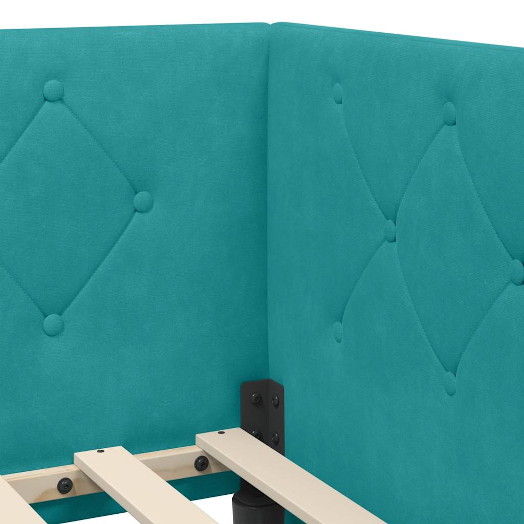 Cadre de lit d'angle Turquoise 80 x 200 cm Velours - XIOS