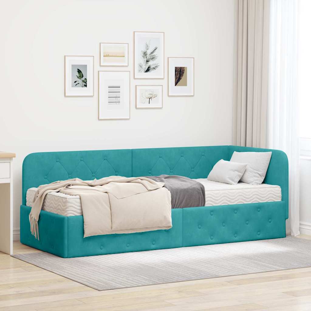 Cadre de lit d'angle Turquoise 80 x 200 cm Velours - XIOS