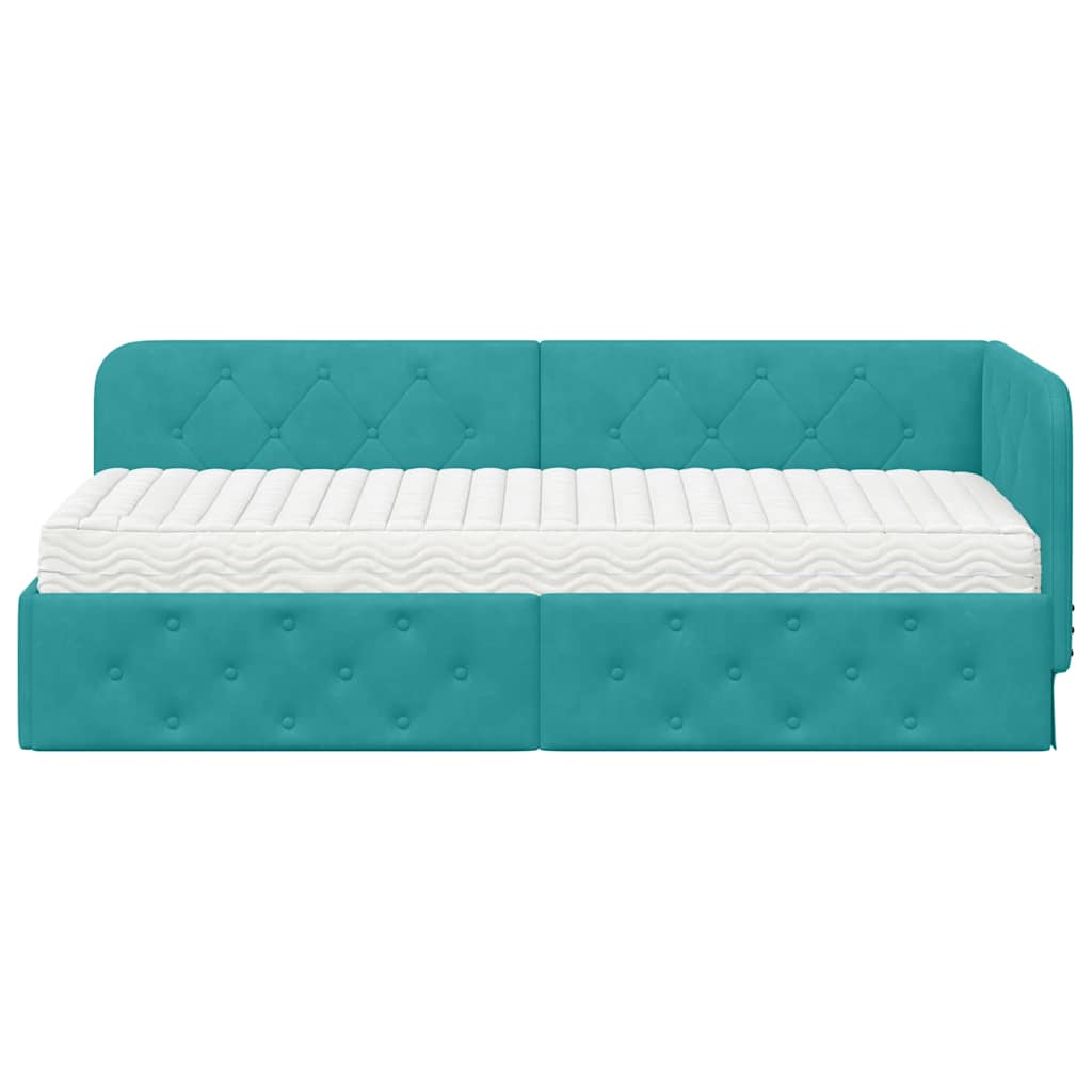 Cadre de lit d'angle Turquoise 80 x 200 cm Velours - XIOS