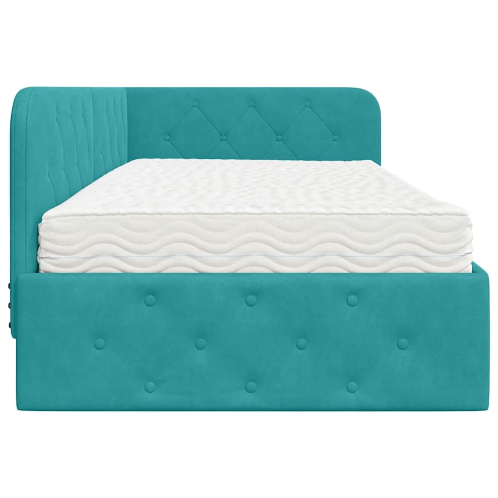 Cadre de lit d'angle Turquoise 90 x 190 cm Velours - XIOS