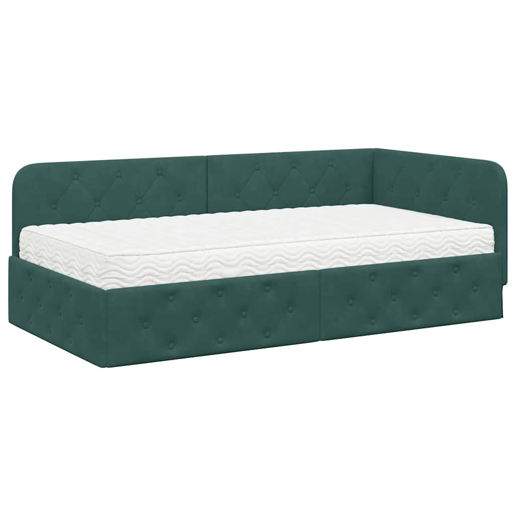 Cadre de lit d'angle Vert foncé 90 x 200 cm Velours - XIOS