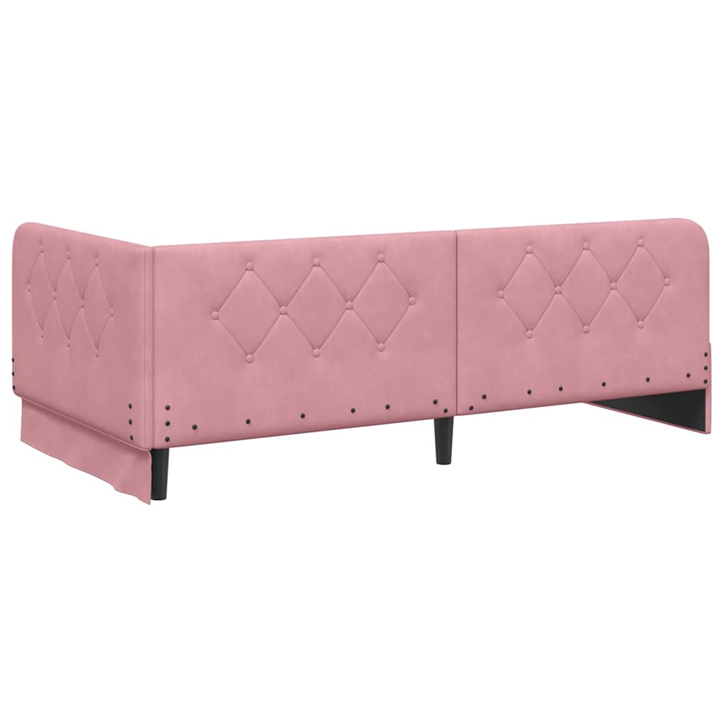 Cadre de lit d'angle Rose 90 x 200 cm Velours