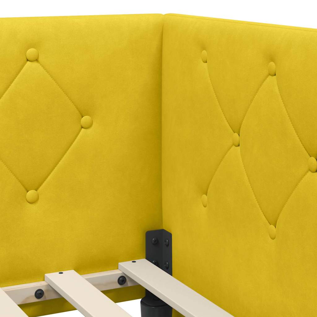 Cadre de lit d'angle Jaune 90 x 200 cm Velours - XIOS