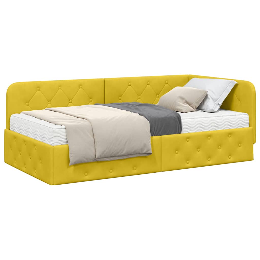 Cadre de lit d'angle Jaune 90 x 200 cm Velours - XIOS
