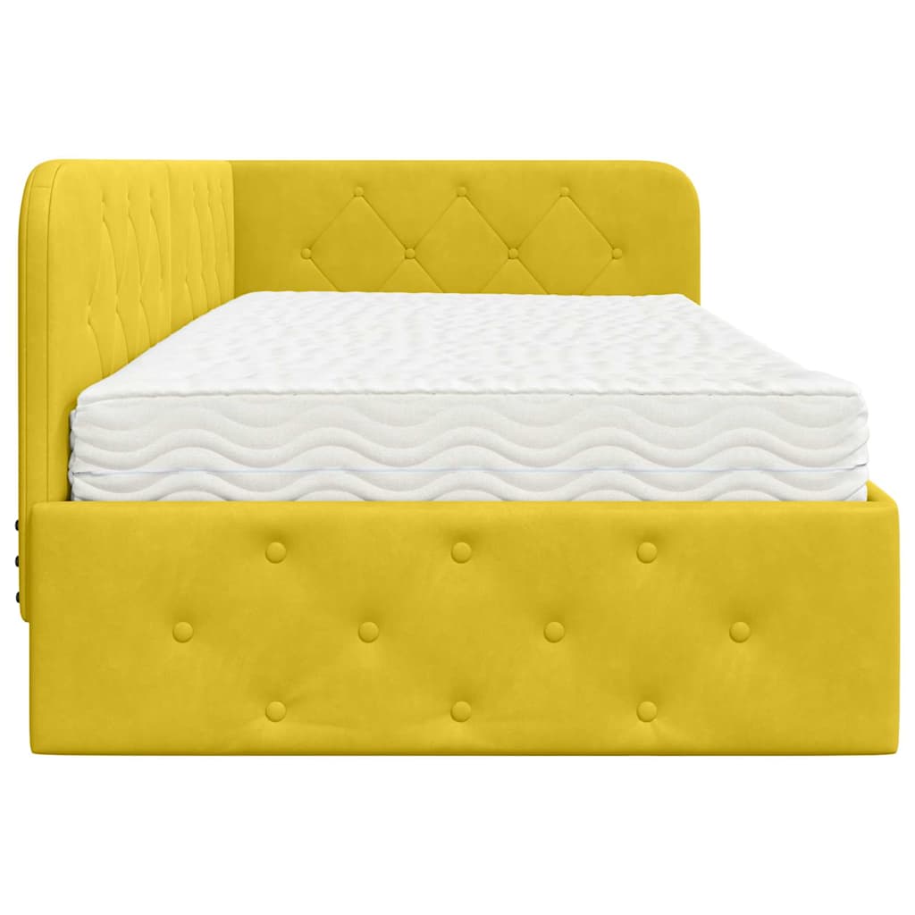 Cadre de lit d'angle Jaune 90 x 200 cm Velours - XIOS