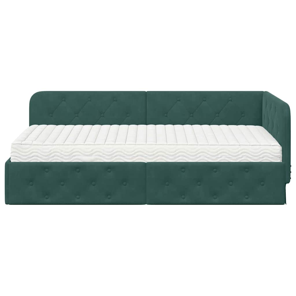 Cadre de lit d'angle Vert foncé 100 x 200 cm Velours - XIOS