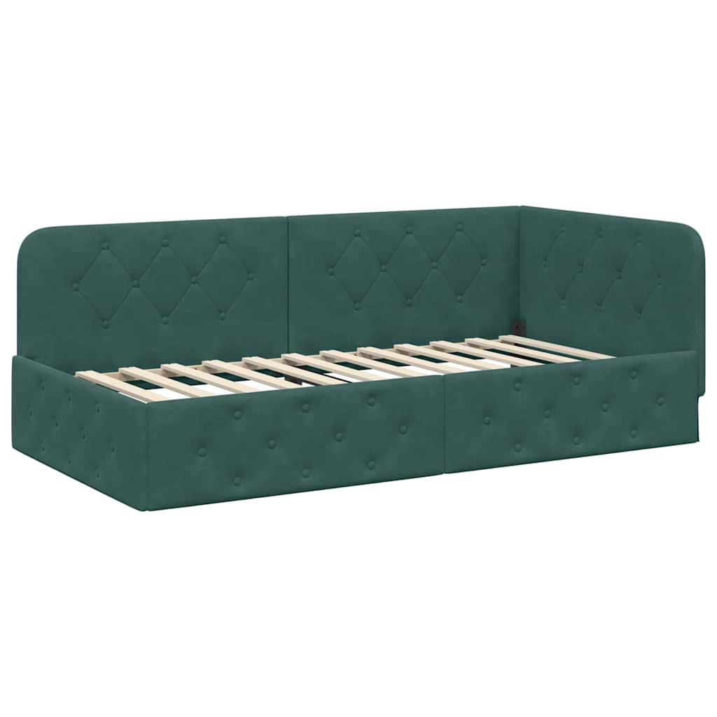Cadre de lit d'angle Vert foncé 100 x 200 cm Velours - XIOS