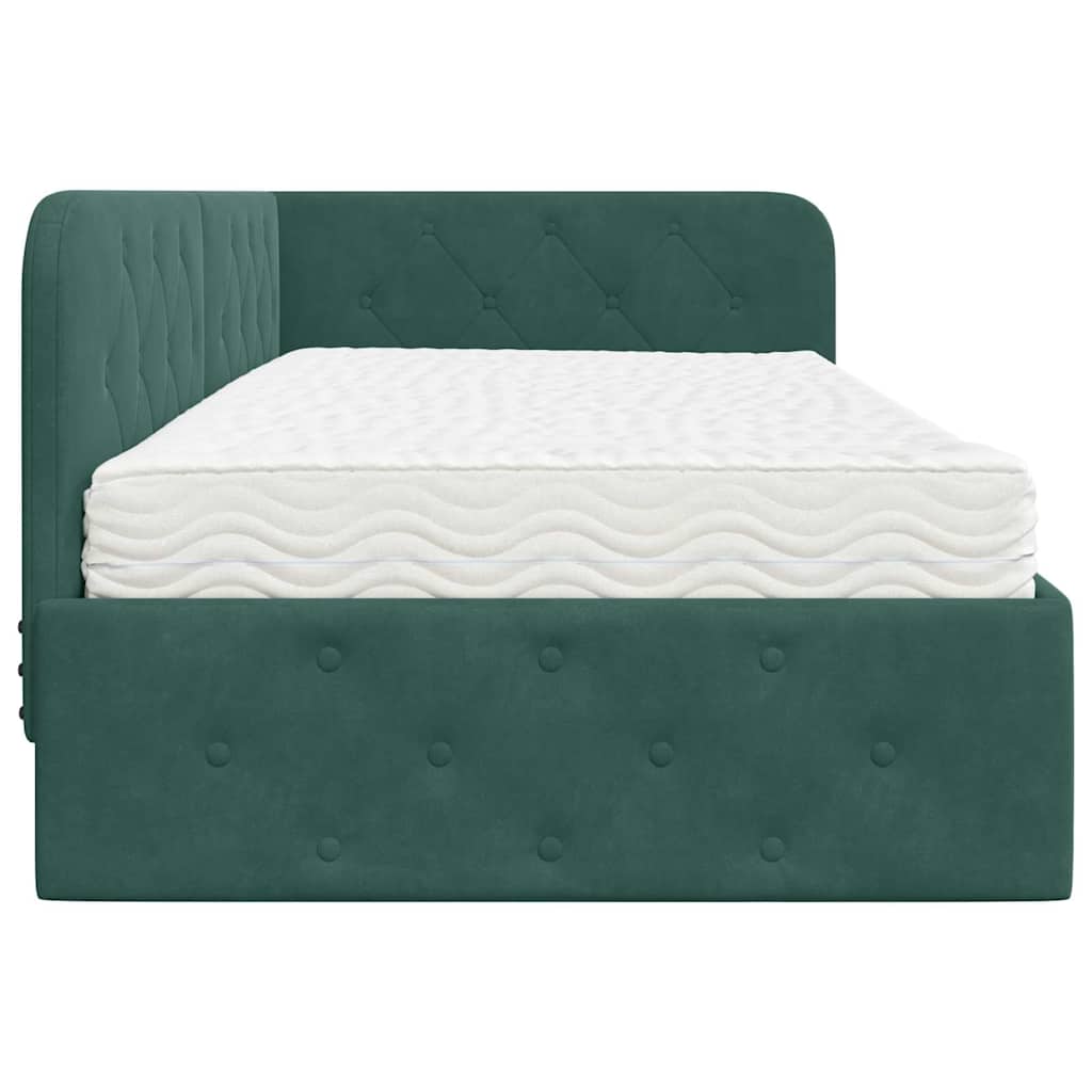 Cadre de lit d'angle Vert foncé 100 x 200 cm Velours - XIOS