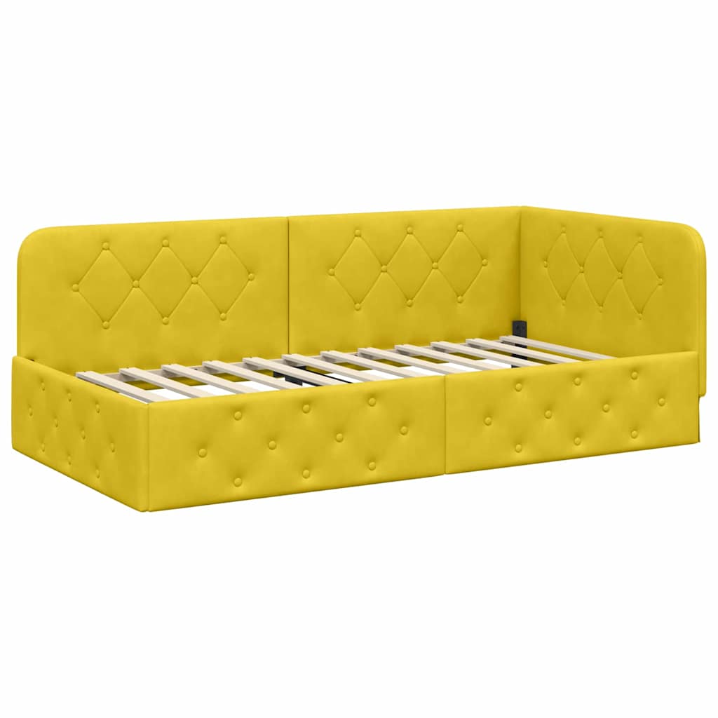 Cadre de lit d'angle Jaune 100 x 200 cm Velours - XIOS