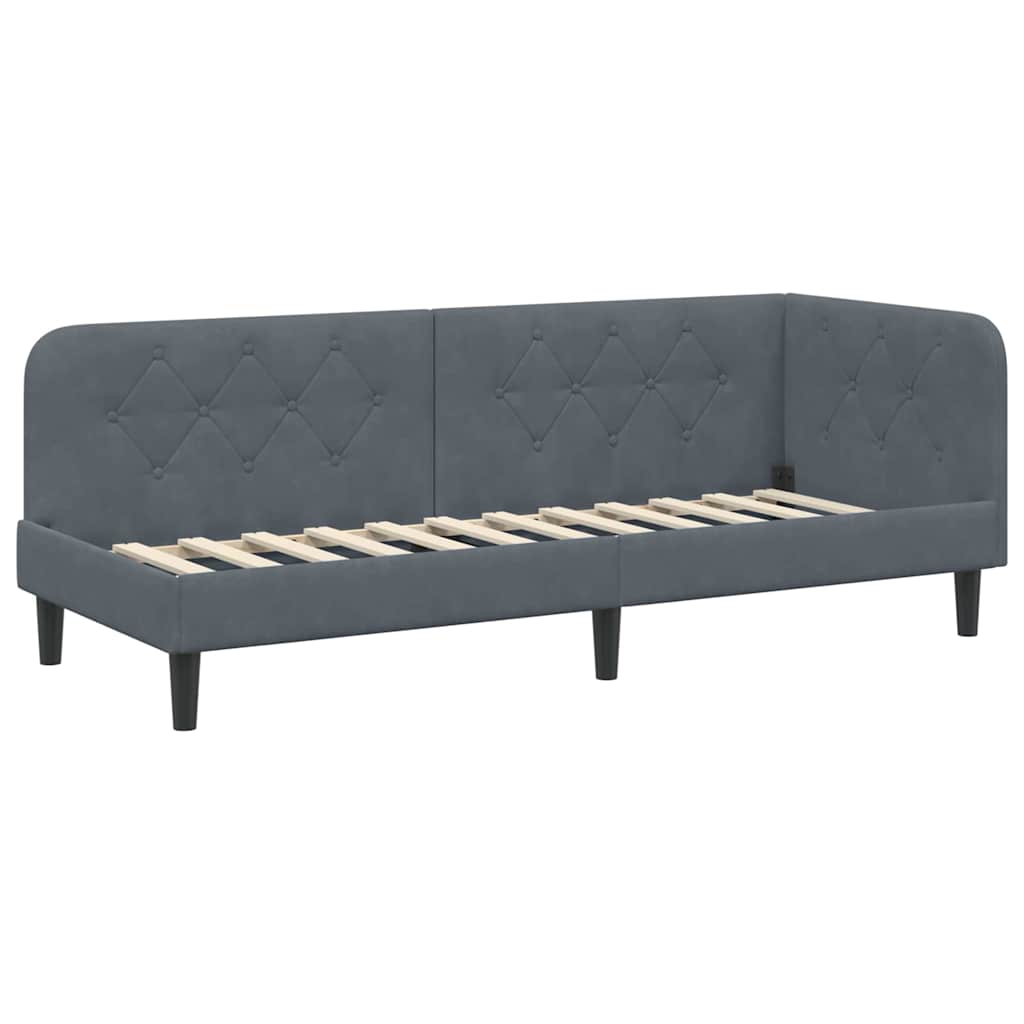 Cadre de lit d'angle Gris foncé 80 x 200 cm Velours - XIOS