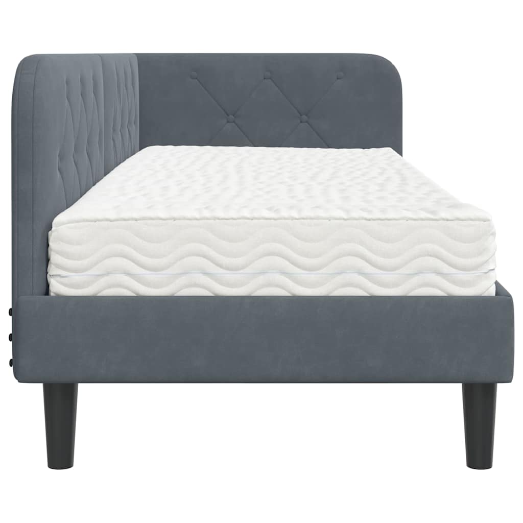 Cadre de lit d'angle Gris foncé 80 x 200 cm Velours - XIOS