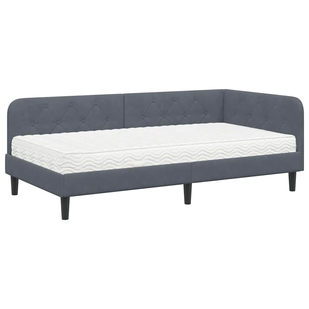 Cadre de lit d'angle Gris foncé 100 x 200 cm Velours - XIOS