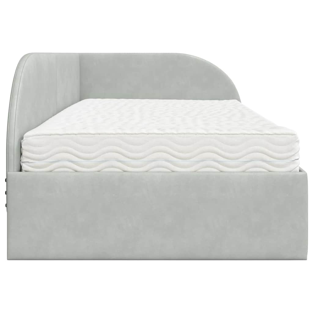 Cadre de lit d'angle avec matelas 2 pcs Gris clair Velours - XIOS