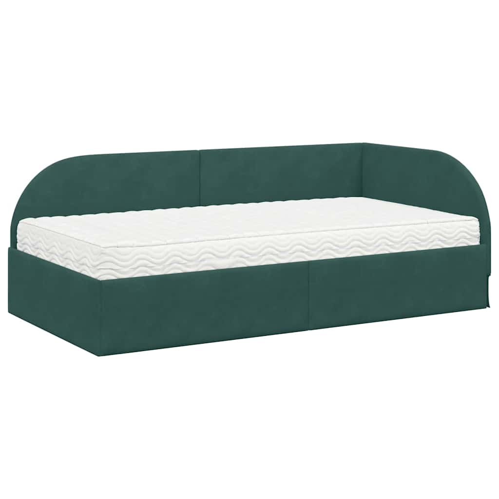 Cadre de lit d'angle avec matelas 2 pcs Vert Velours - XIOS