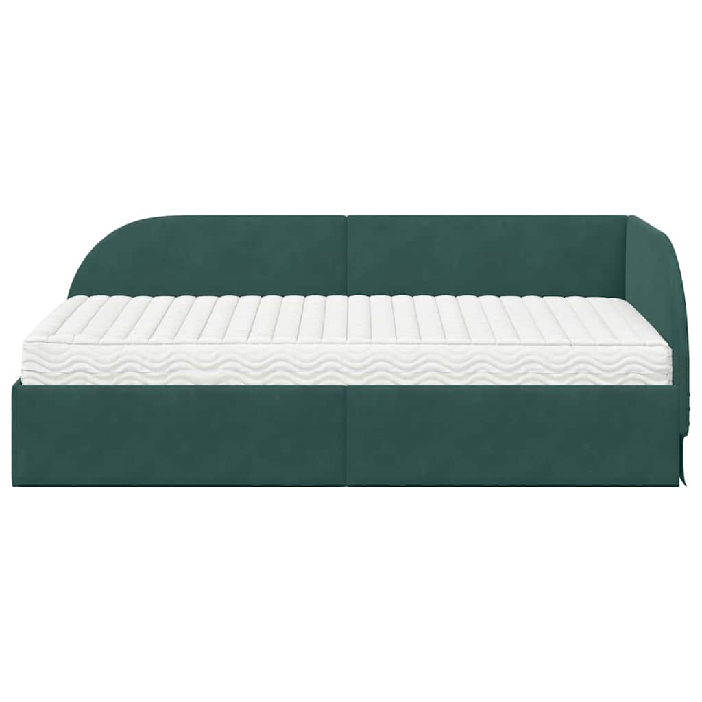 Cadre de lit d'angle avec matelas 2 pcs Vert Velours - XIOS