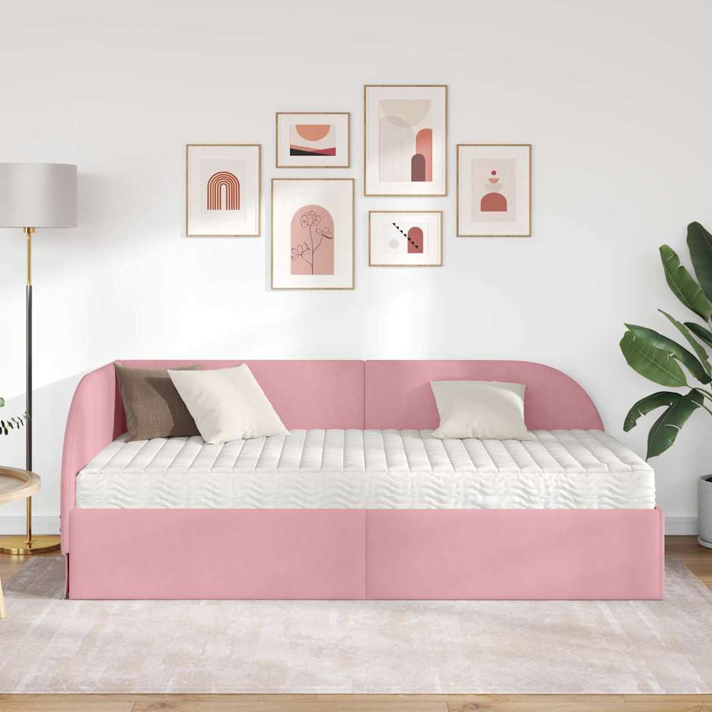 Cadre de lit d'angle avec matelas 2 pcs Gris Velours - XIOS