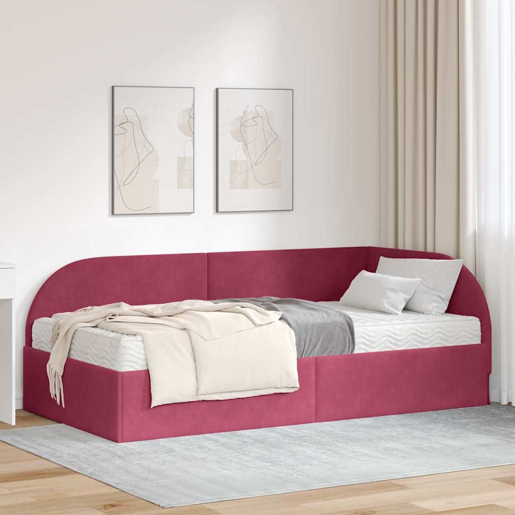 Cadre de lit d'angle avec matelas 2 pcs Vert Velours - XIOS