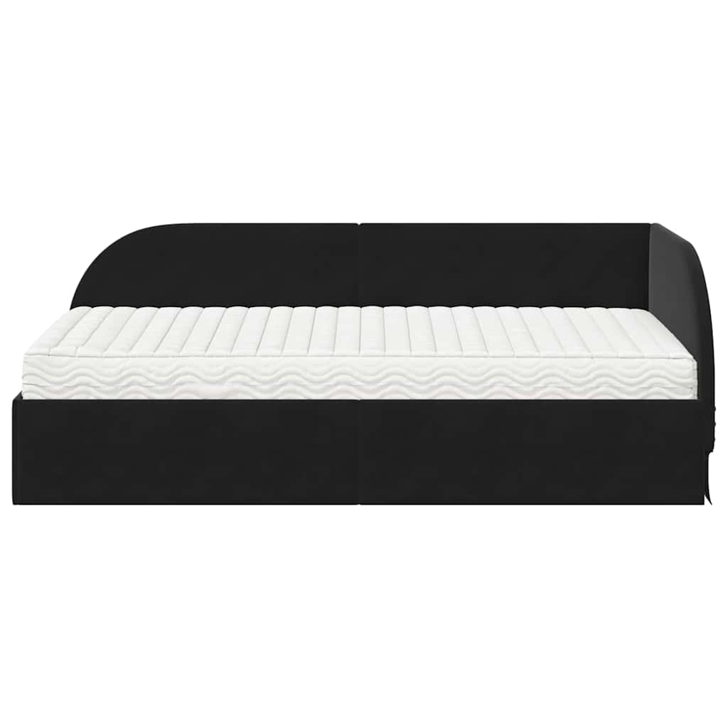 Cadre de lit d'angle avec matelas 2 pcs Noir Velours - XIOS