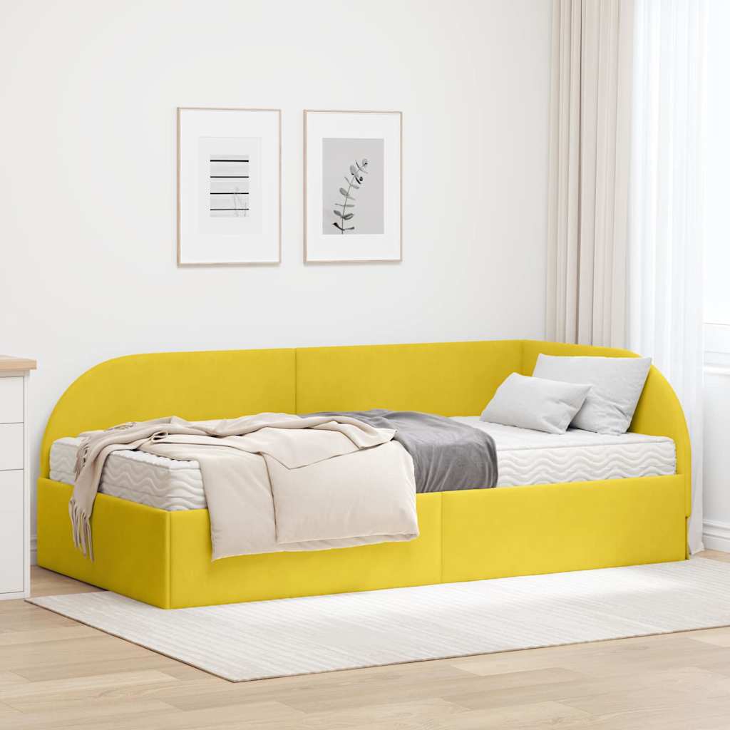 Cadre de lit d'angle avec matelas 2 pcs Jaune Velours - XIOS