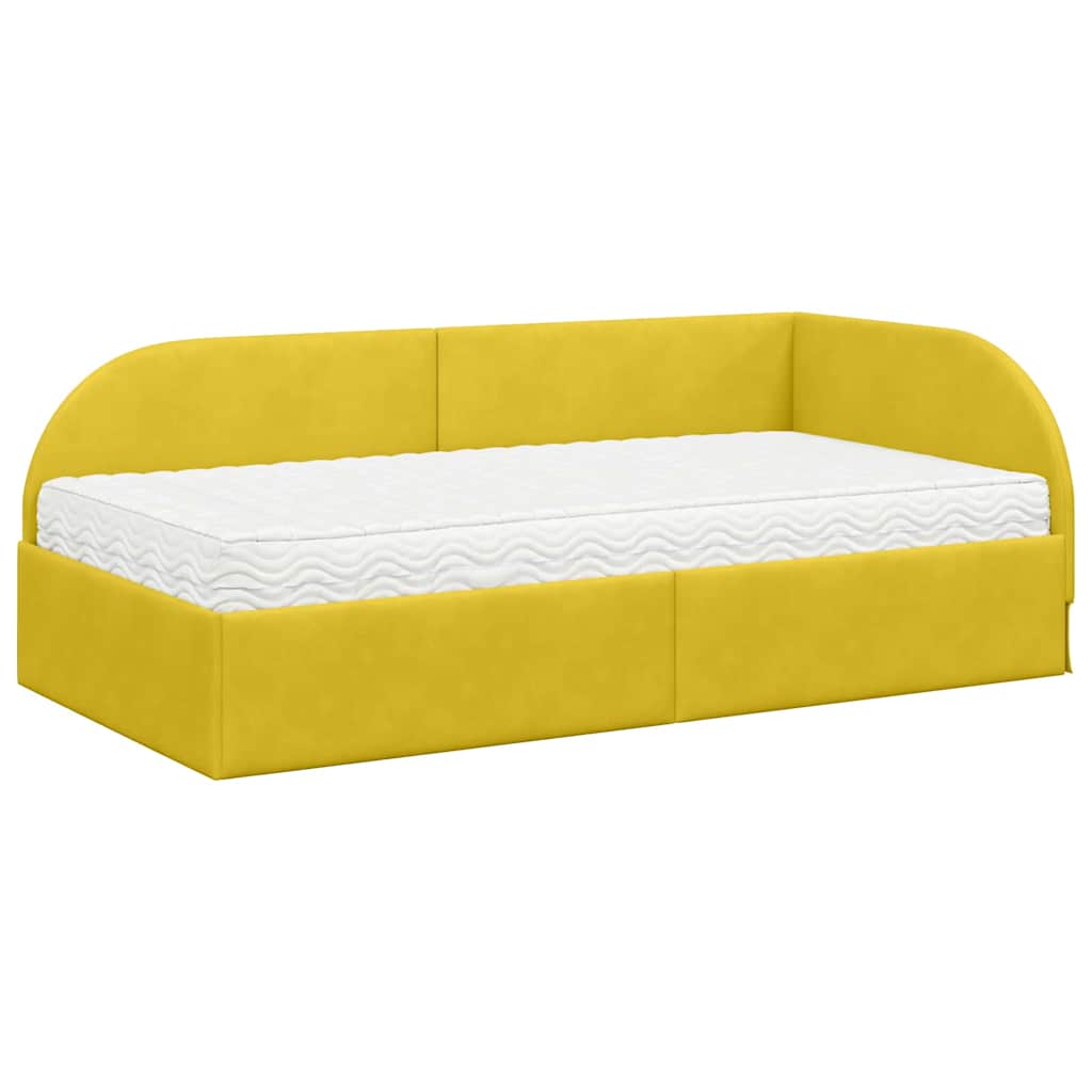 Cadre de lit d'angle avec matelas 2 pcs Jaune Velours - XIOS
