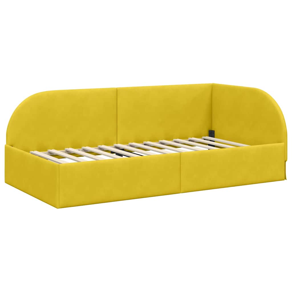 Cadre de lit d'angle avec matelas 2 pcs Jaune Velours - XIOS