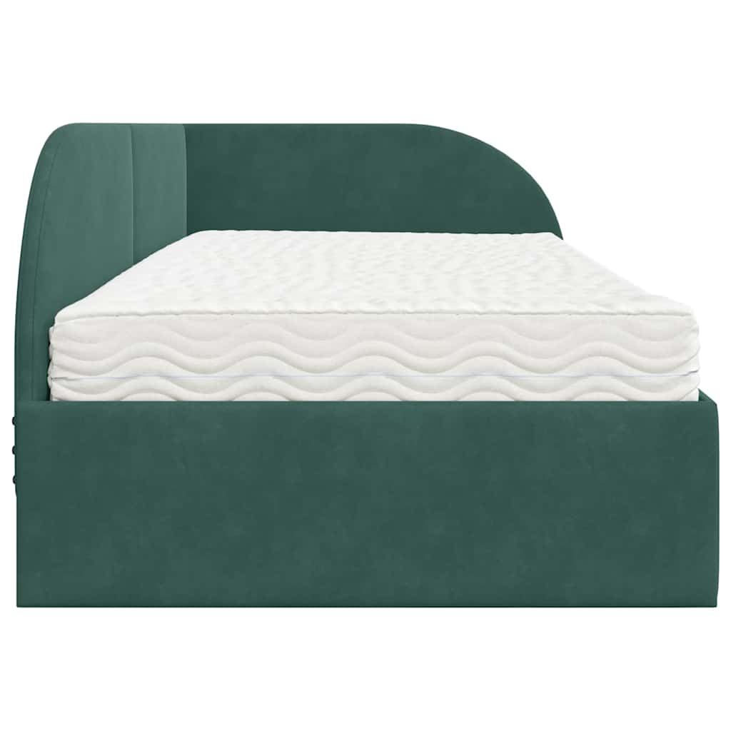Cadre de lit d'angle avec matelas 2 pcs Vert Velours - XIOS