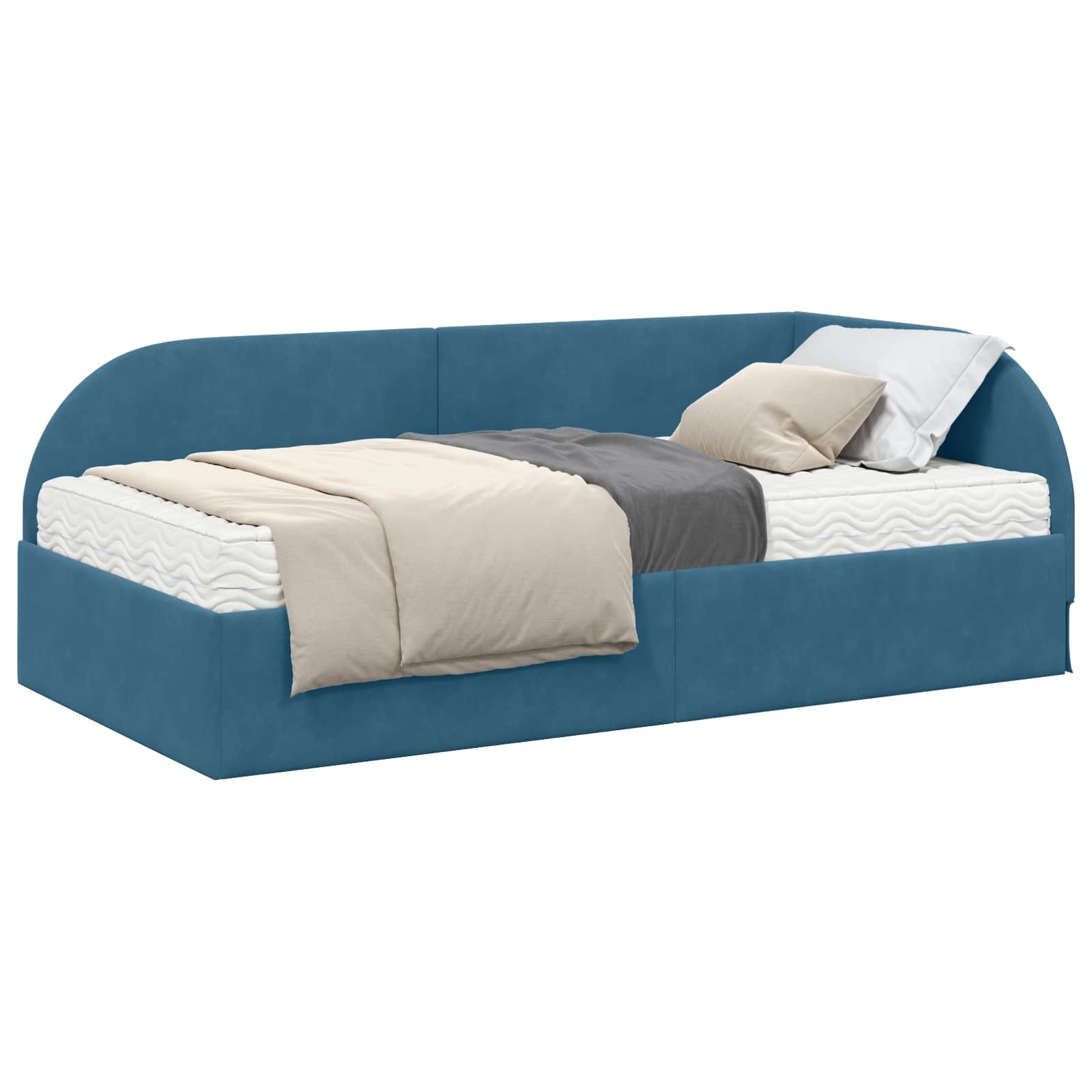 Cadre de lit d'angle avec matelas 2 pcs Bleu Velours - XIOS