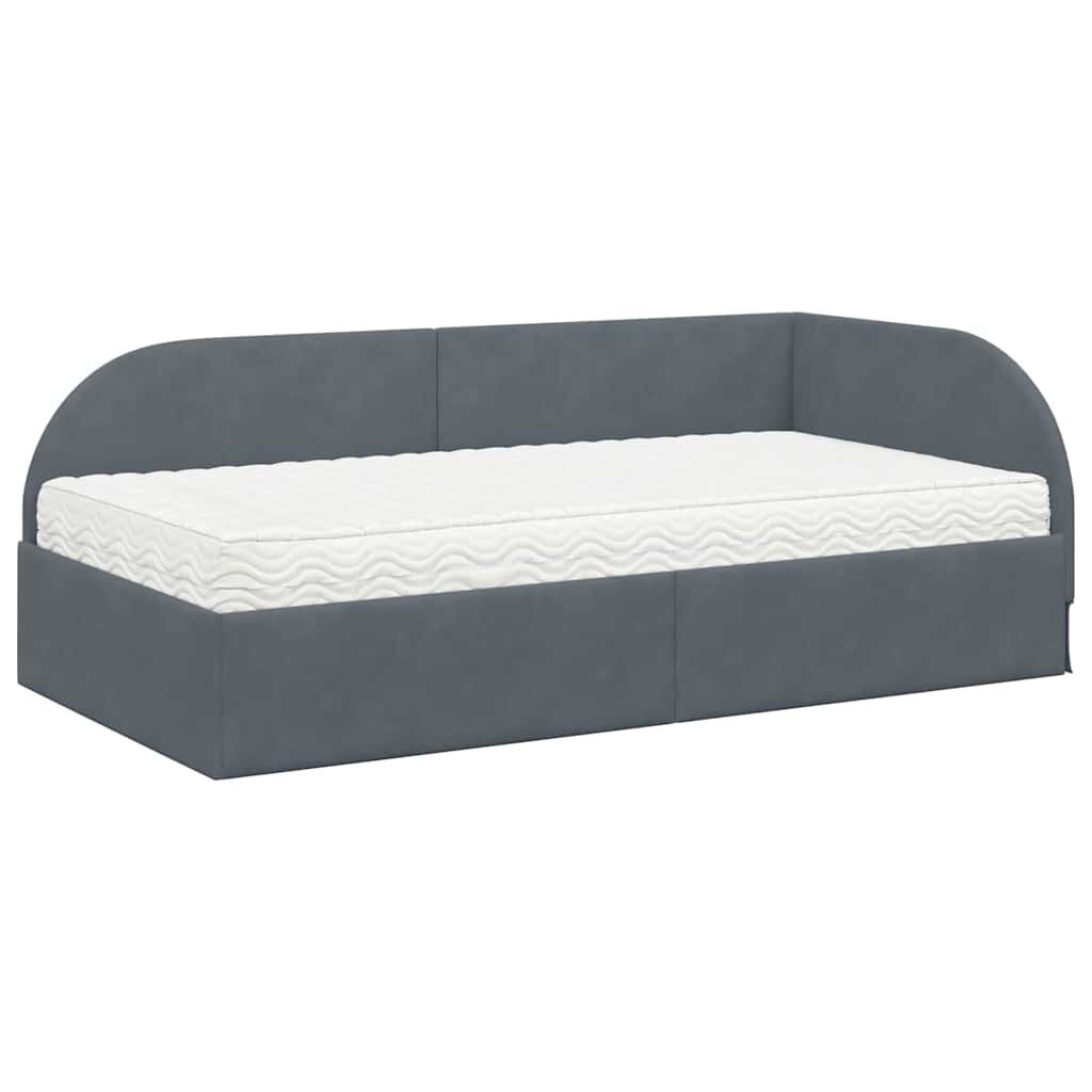 Cadre de lit d'angle avec matelas 2 pc Gris Velours