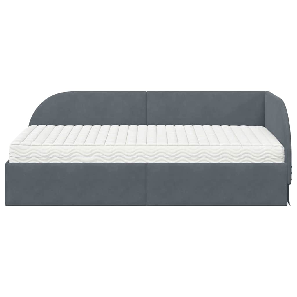 Cadre de lit d'angle avec matelas 2 pc Gris Velours