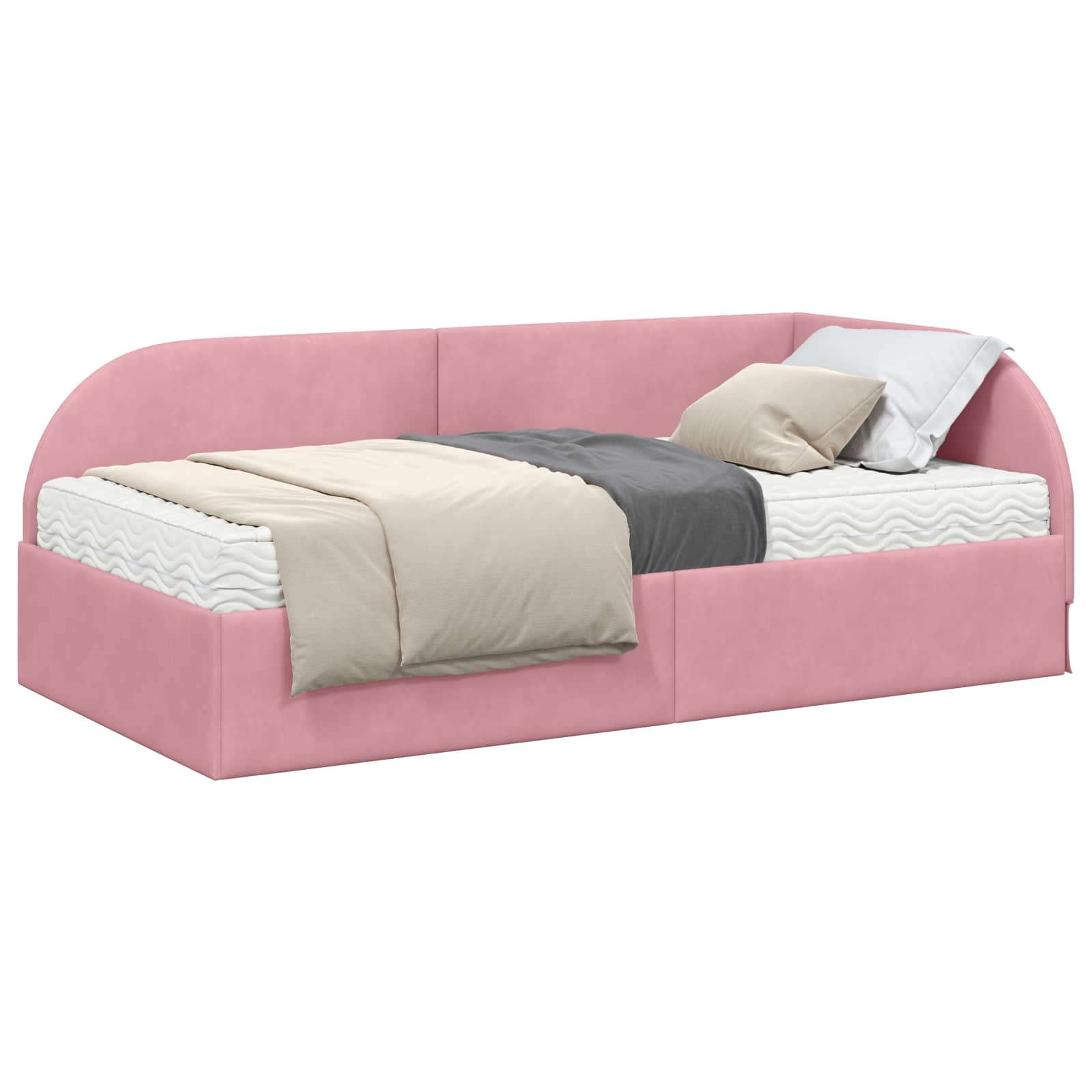 Cadre de lit d'angle avec matelas 2 pcs Rose Velours