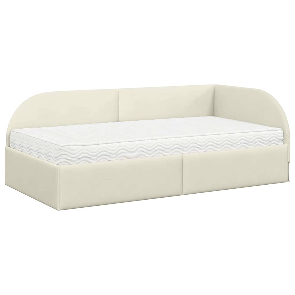 Cadre de lit d'angle avec matelas 2 pcs Crème Velours - XIOS
