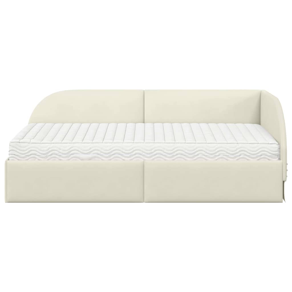 Cadre de lit d'angle avec matelas 2 pcs Crème Velours - XIOS