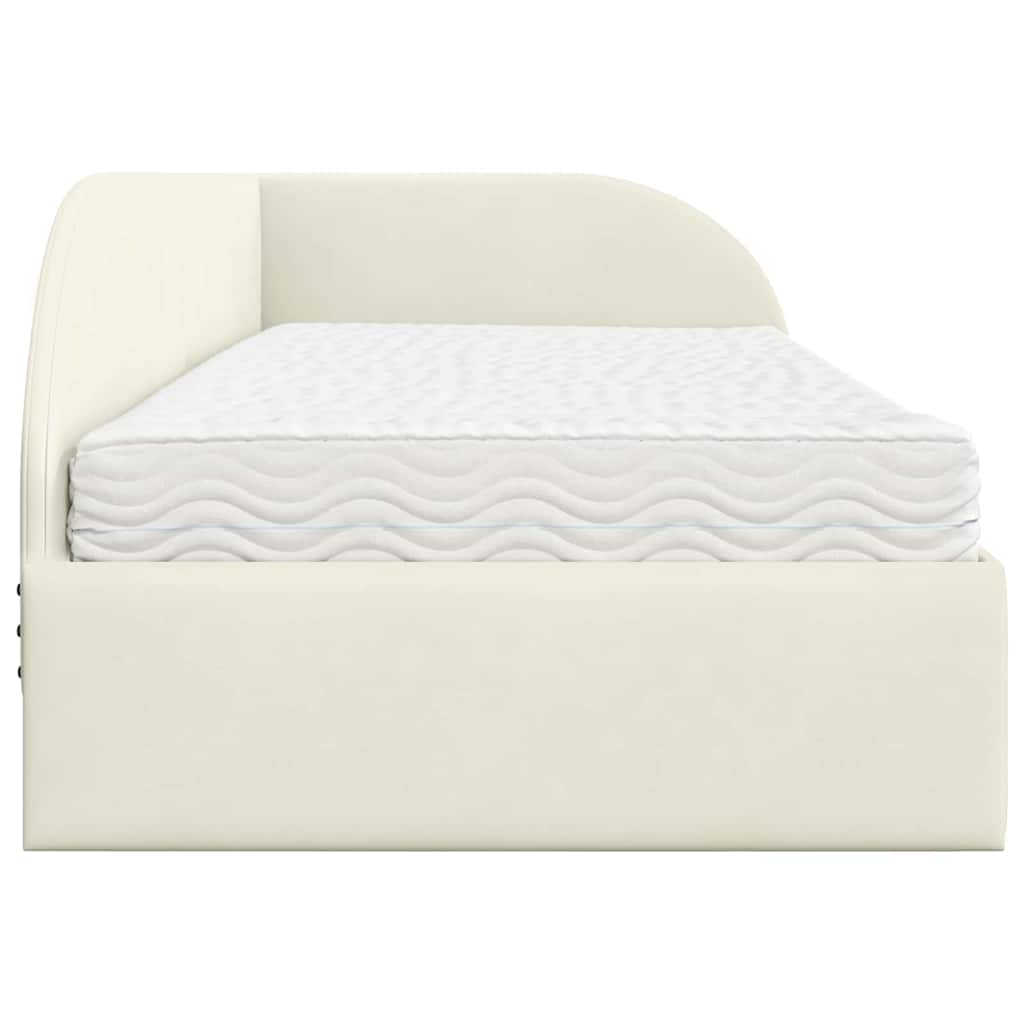 Cadre de lit d'angle avec matelas 2 pcs Crème Velours - XIOS