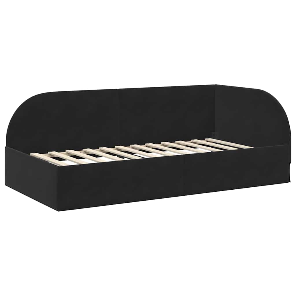 Cadre de lit d'angle avec matelas 2 pcs Noir Velours - XIOS