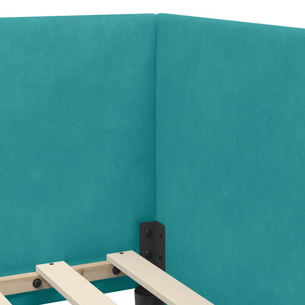 Cadre de lit d'angle avec matelas 2 pcs Turquoise Velours - XIOS