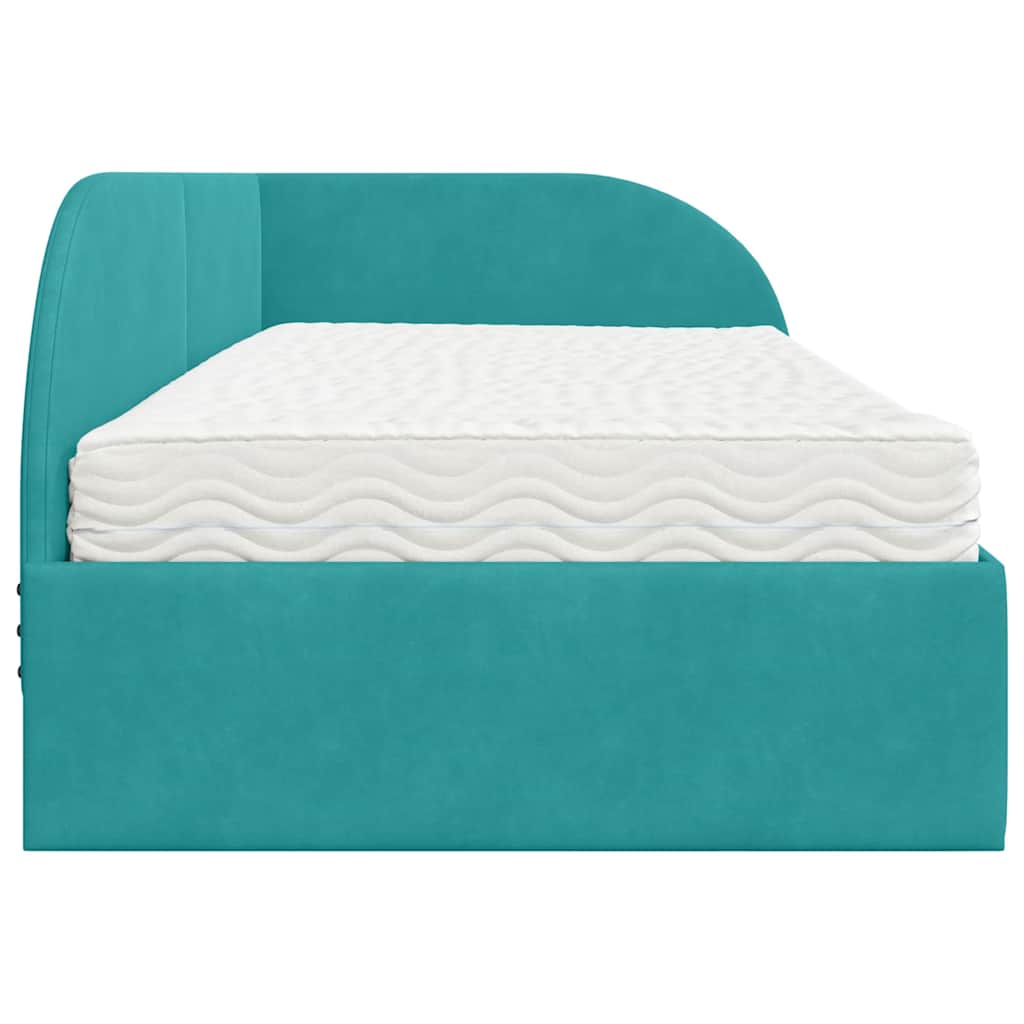 Cadre de lit d'angle avec matelas 2 pcs Turquoise Velours - XIOS