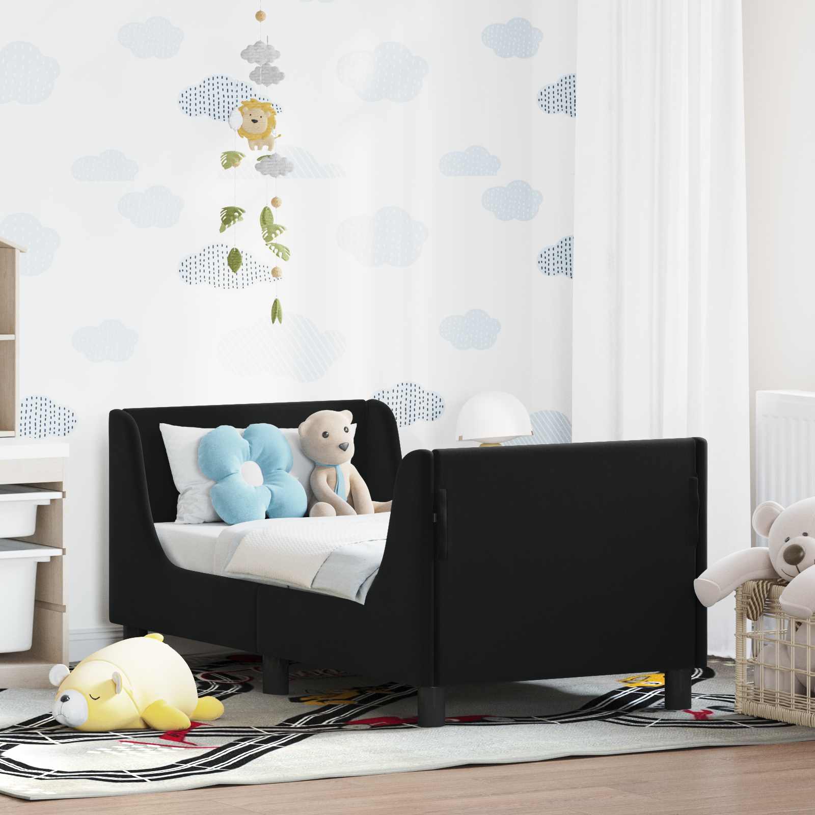 Cadre de lit pour tout-petit avec tête de lit Noir 70 x 140 cm - XIOS