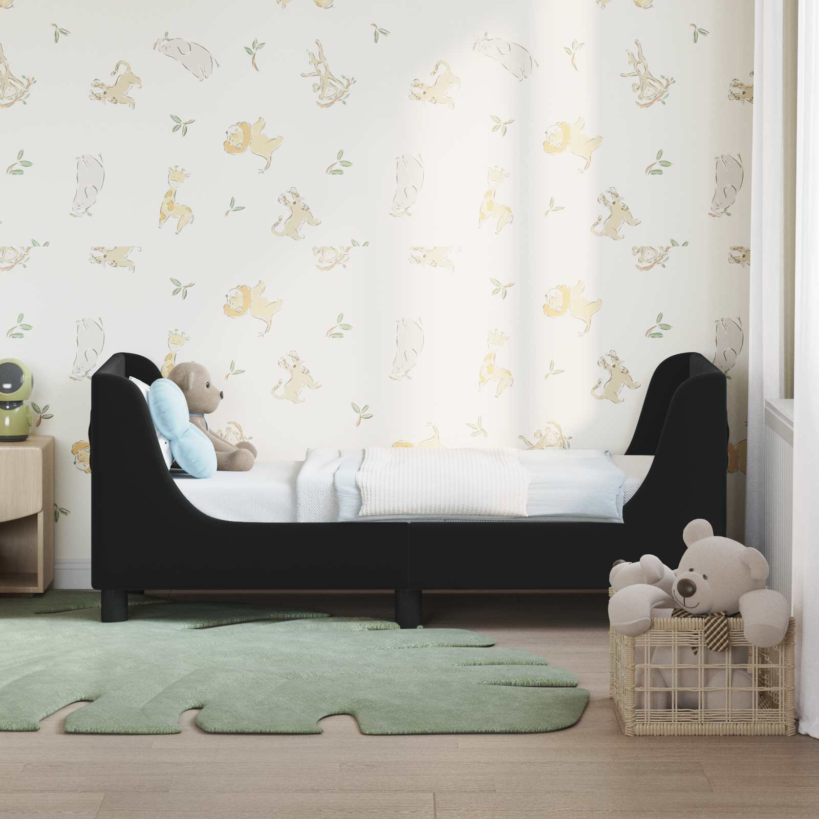 Cadre de lit pour tout-petit avec tête de lit Noir 70 x 140 cm - XIOS