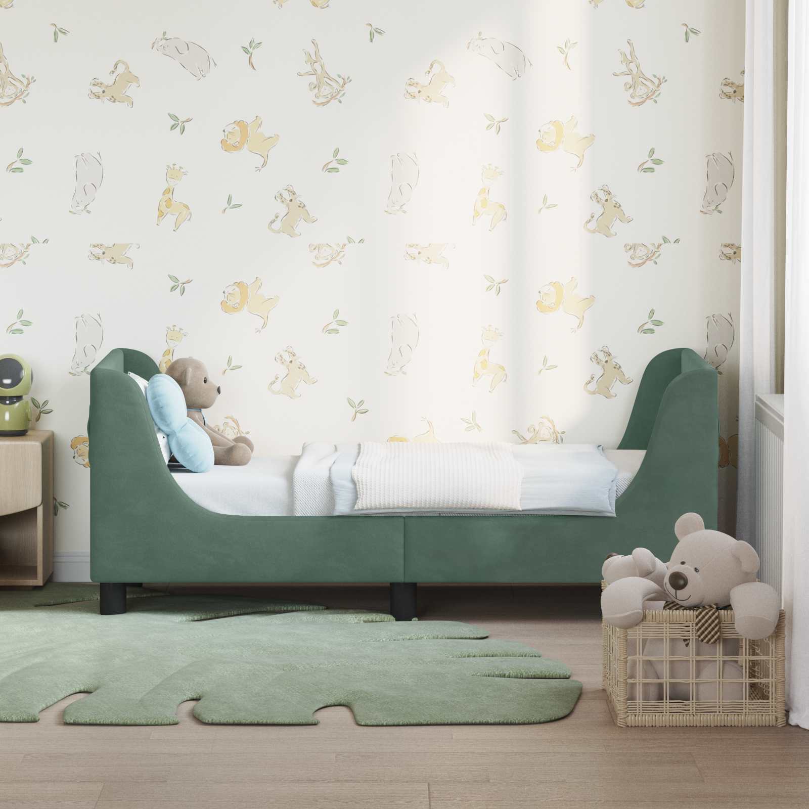 Cadre de lit pour tout-petit avec tête de lit Vert Mer Velours - XIOS