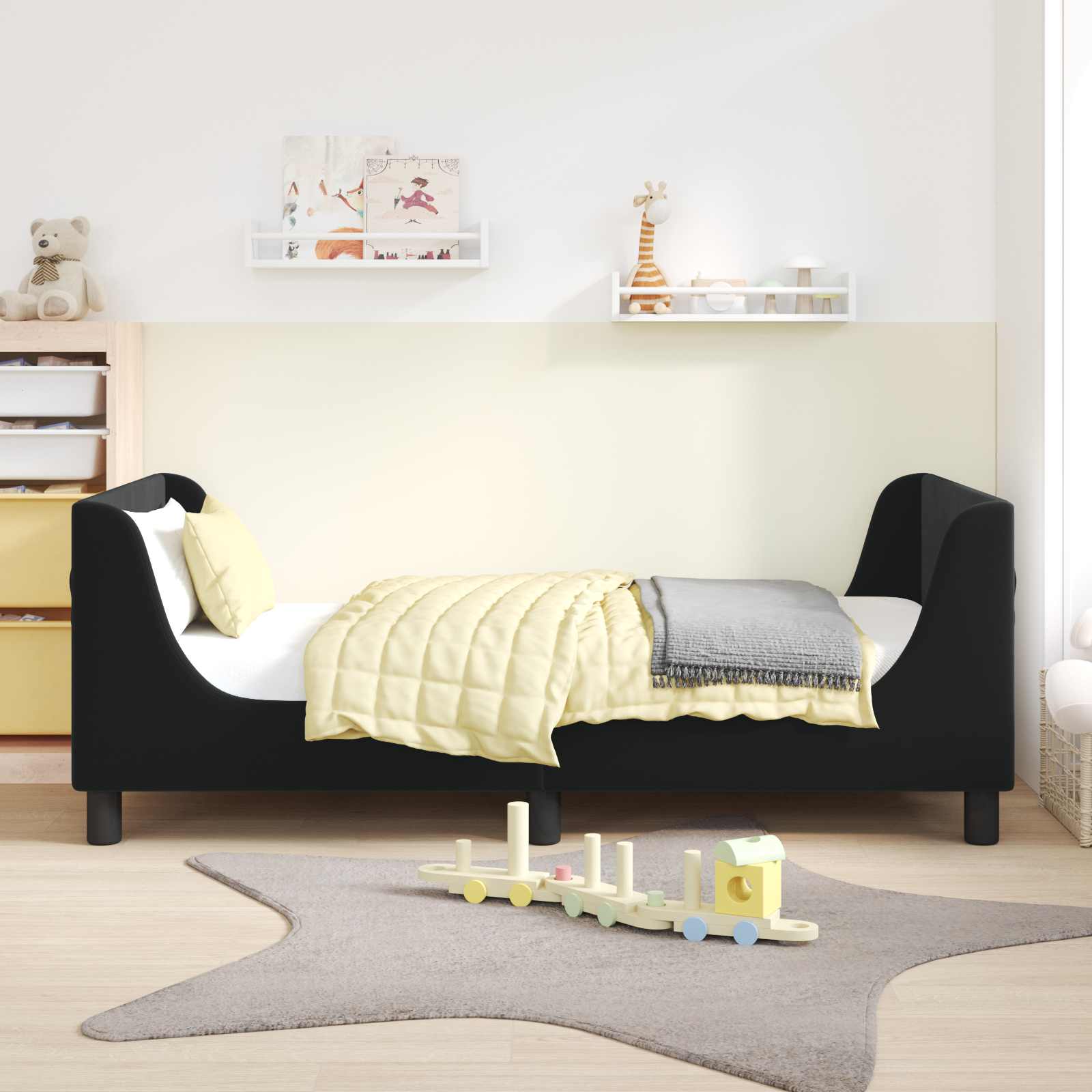 Cadre de lit pour enfants avec tête de lit Noir 80 x 160 cm - XIOS