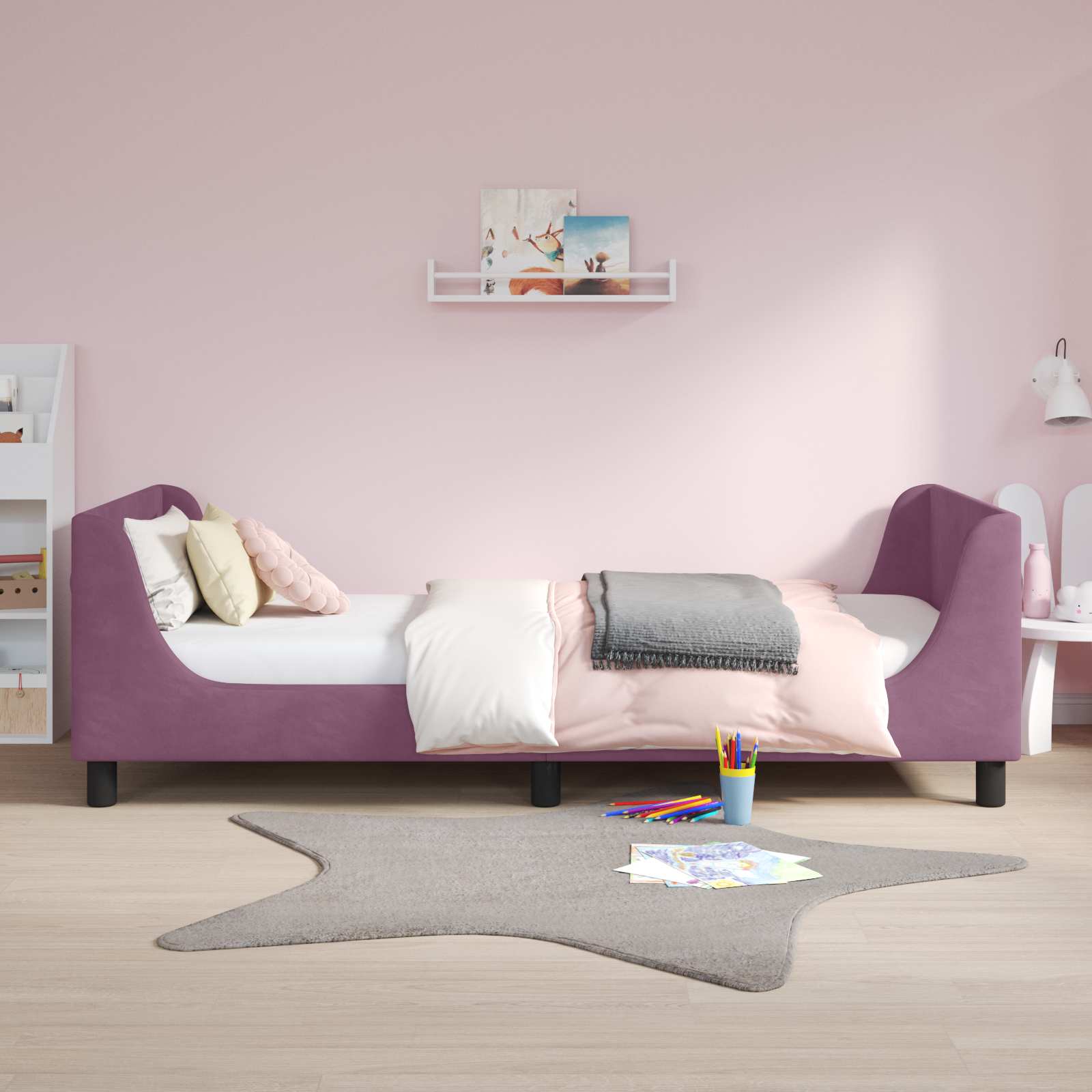 Cadre de lit pour enfants avec tête de lit Pourpre 90 x 200 cm