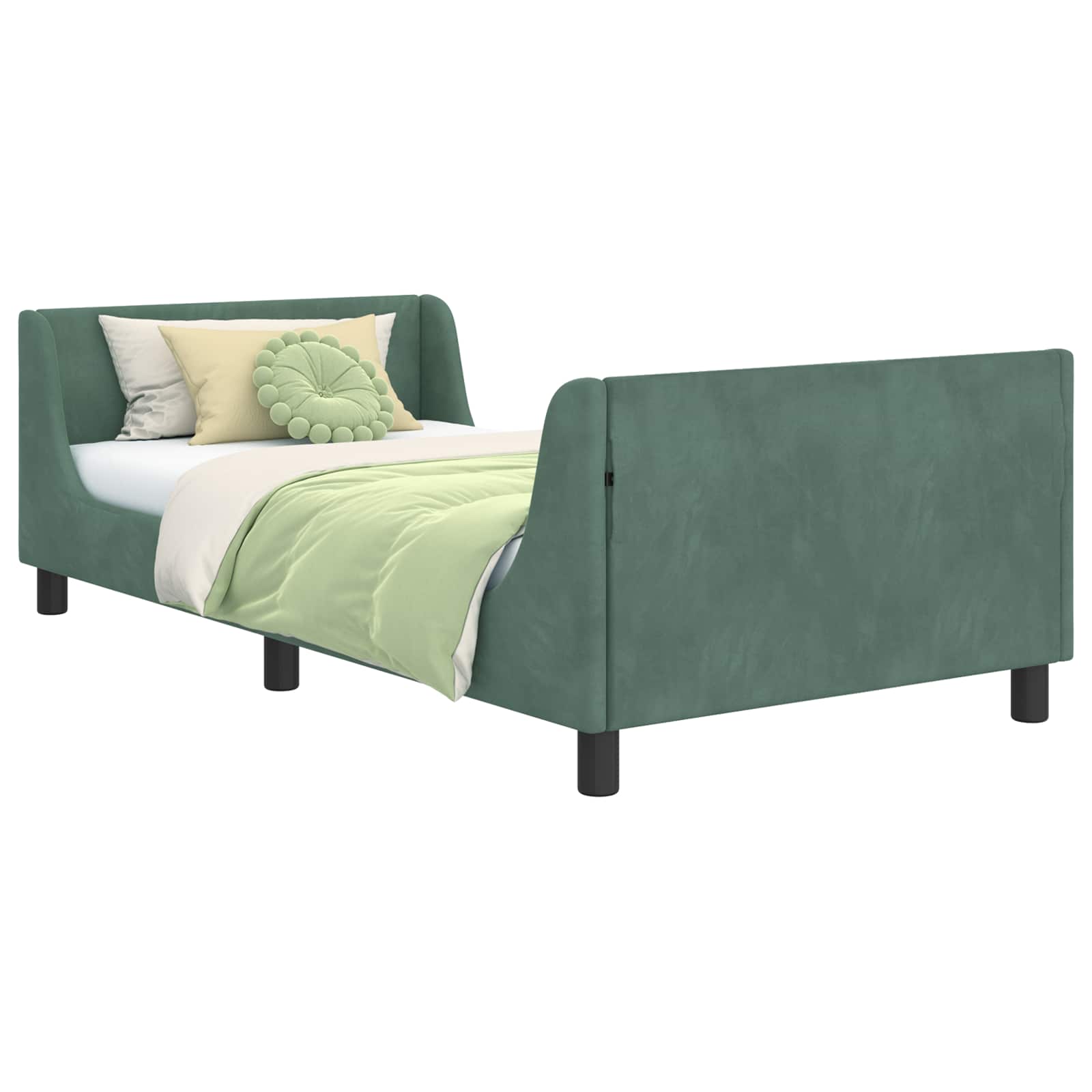 Cadre de lit pour enfants avec tête de lit Vert Mer 90 x 200 cm