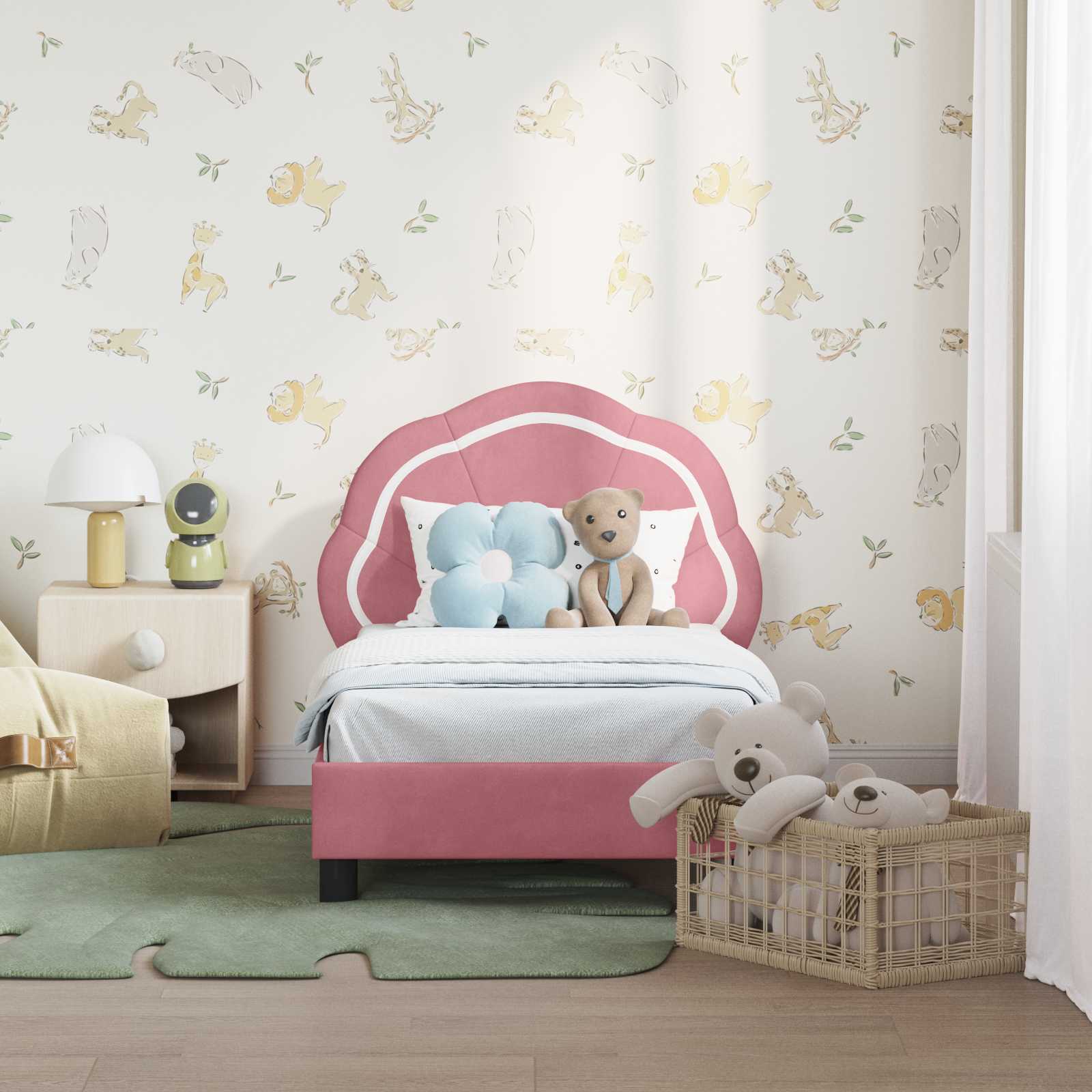 Cadre de lit pour tout-petit avec tête de lit Rose 70 x 140 cm - XIOS