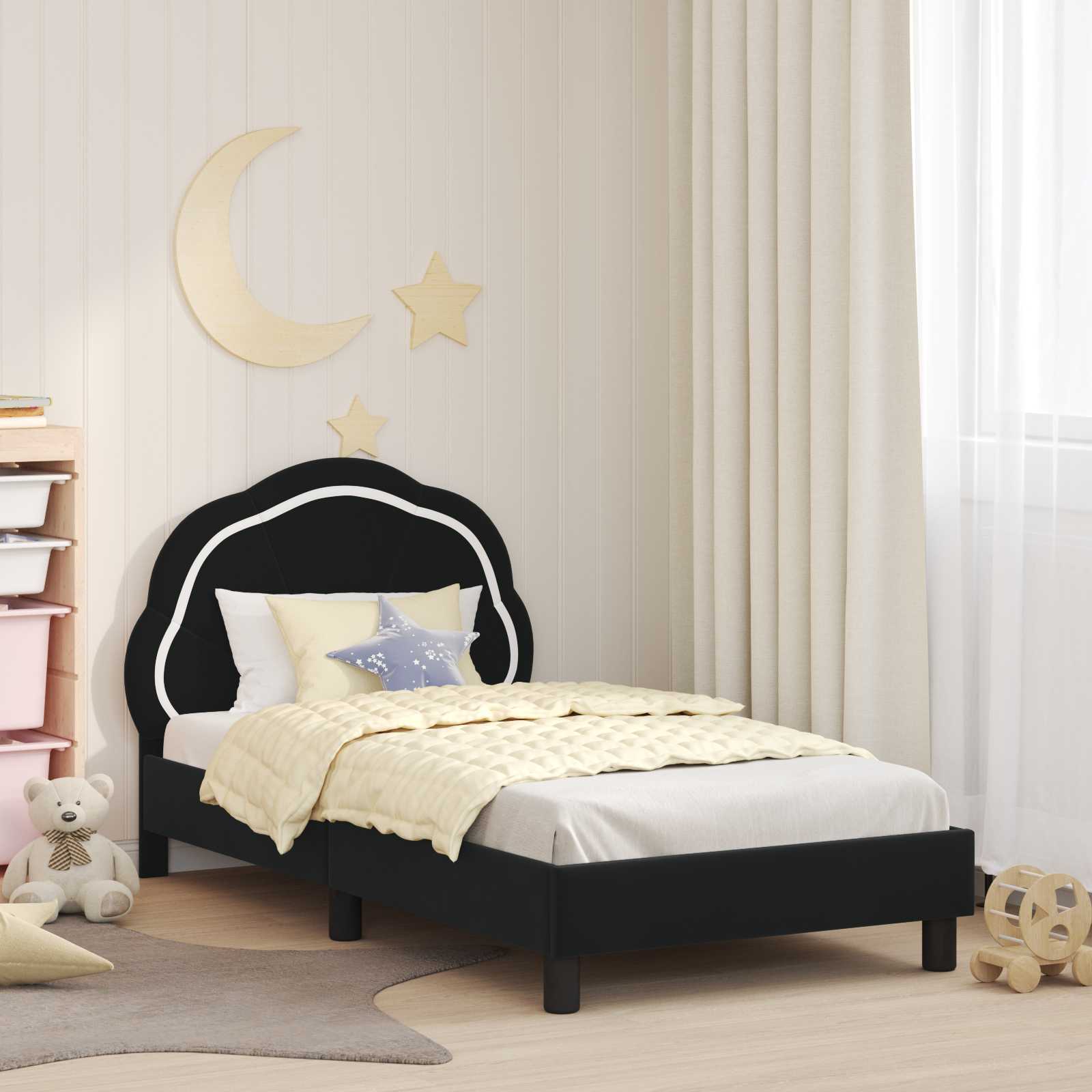 Cadre de lit pour enfants avec tête de lit Noir 80 x 160 cm - XIOS