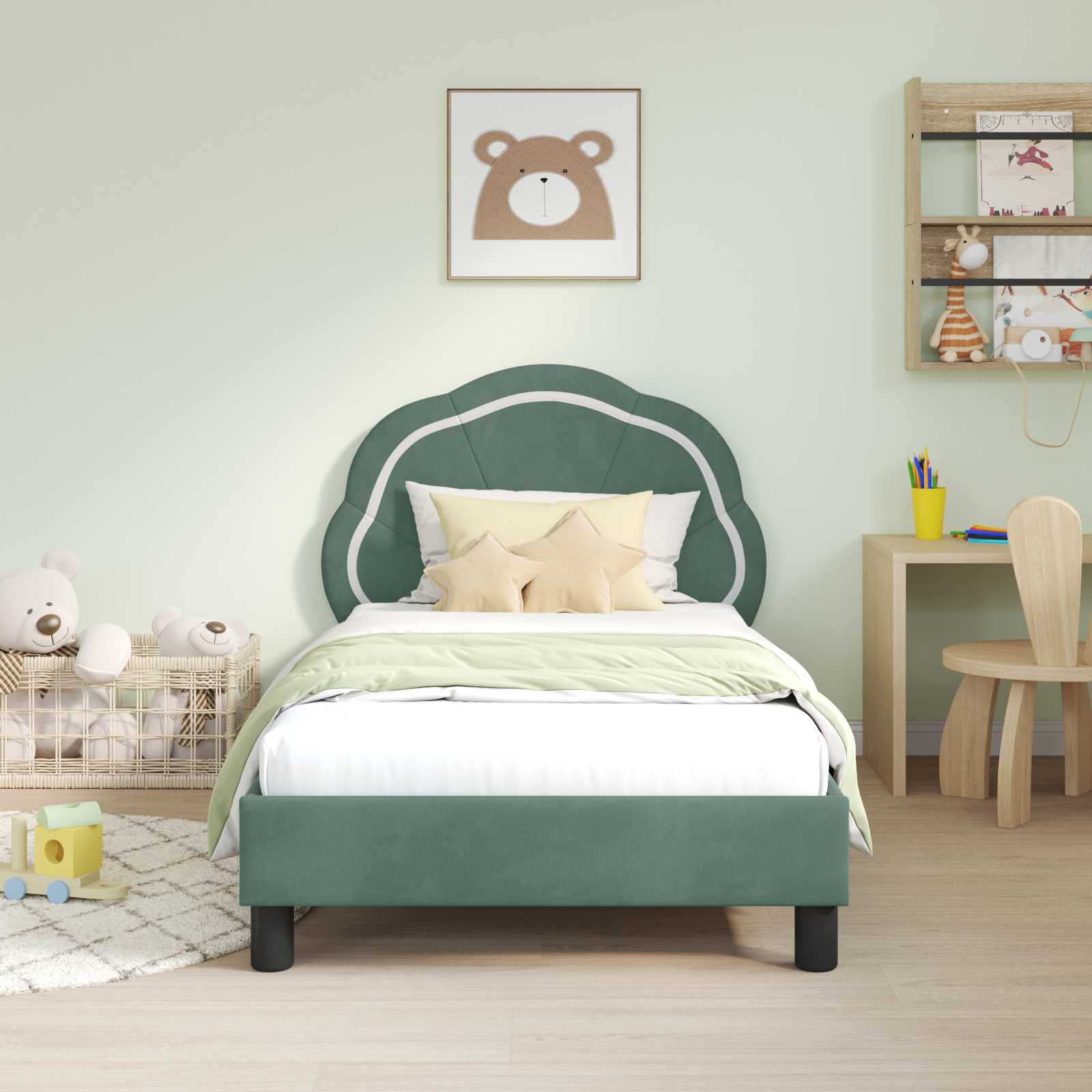 Cadre de lit pour enfants avec tête de lit Vert Mer 80 x 160 cm - XIOS