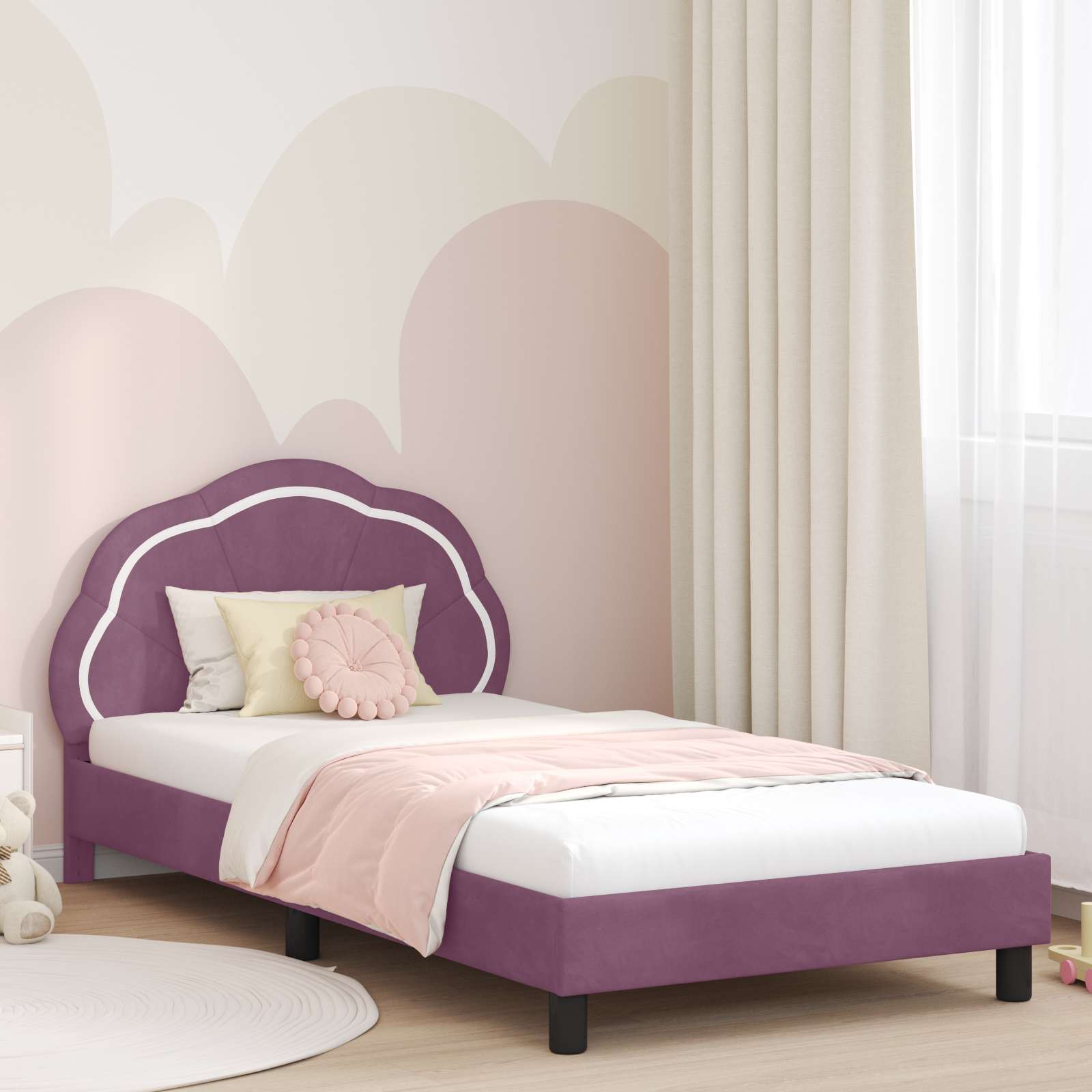 Cadre de lit pour enfants avec tête de lit Violet 80 x 200 cm - XIOS