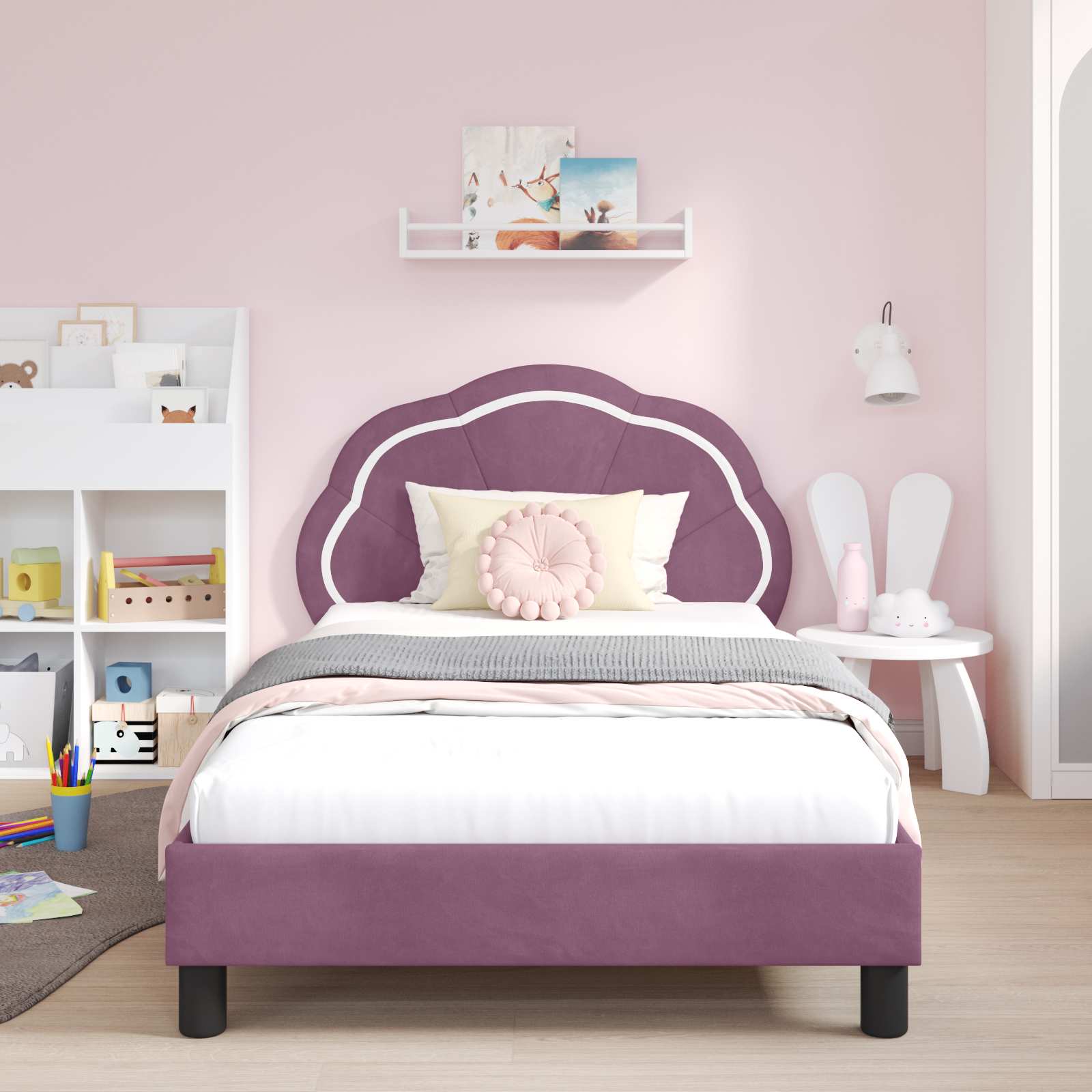 Cadre de lit pour enfants avec tête de lit Violet 80 x 200 cm - XIOS