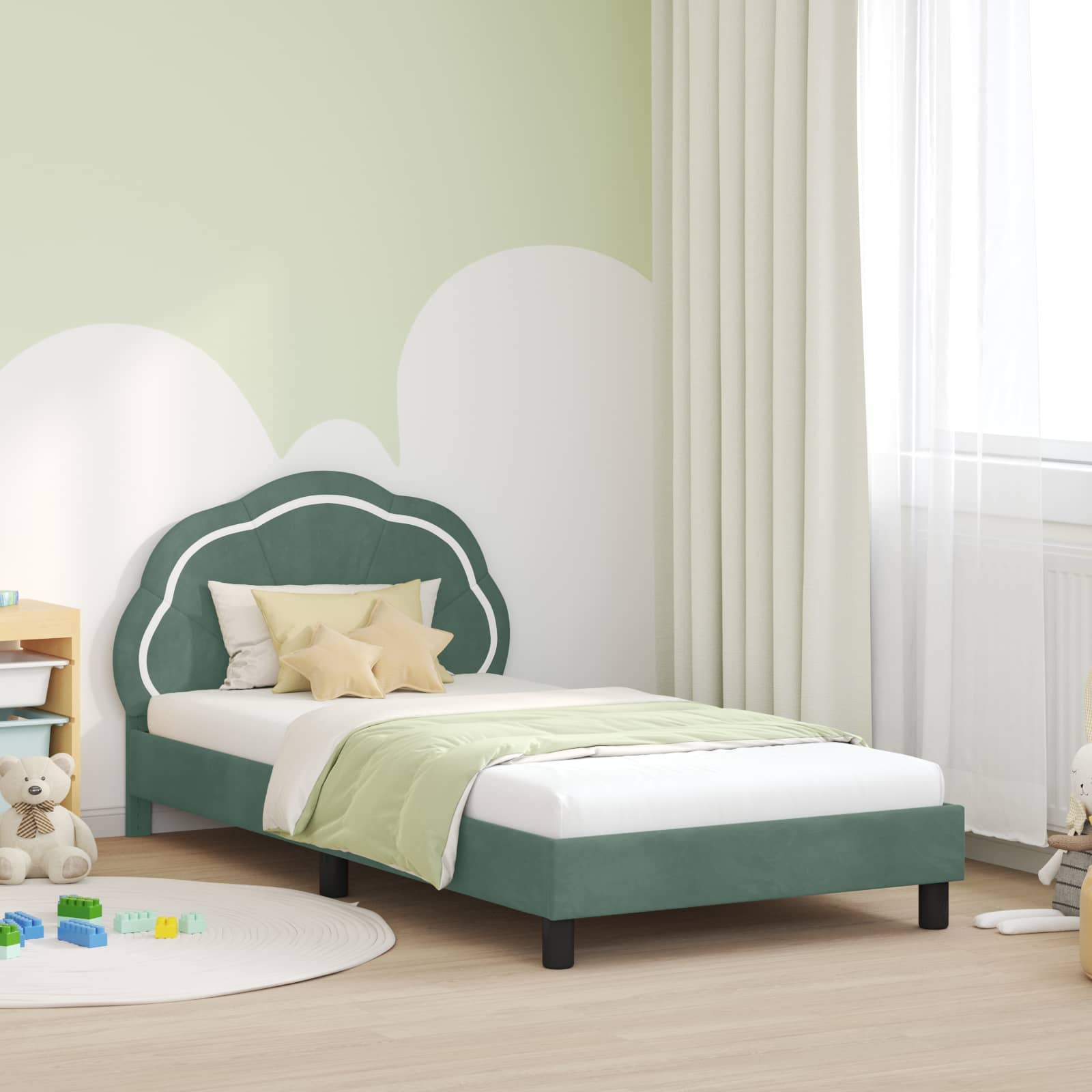 Cadre de lit pour enfants avec tête de lit Vert Mer 80 x 200 cm - XIOS